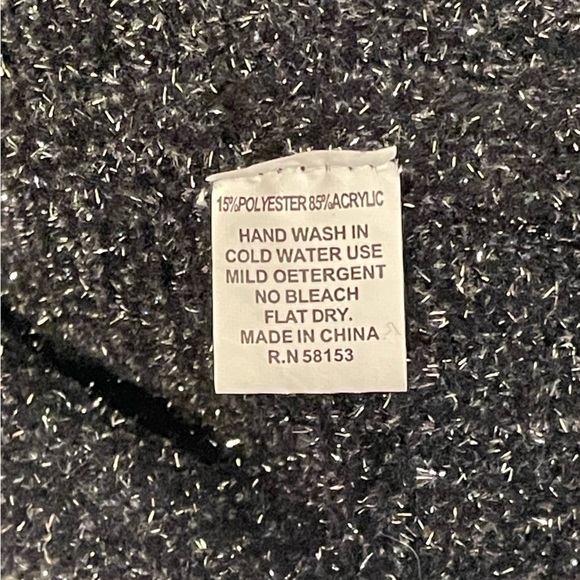 Raga Black Glitter Knit Sweater Scalloped Hem Size XS - Picture 5 of 6